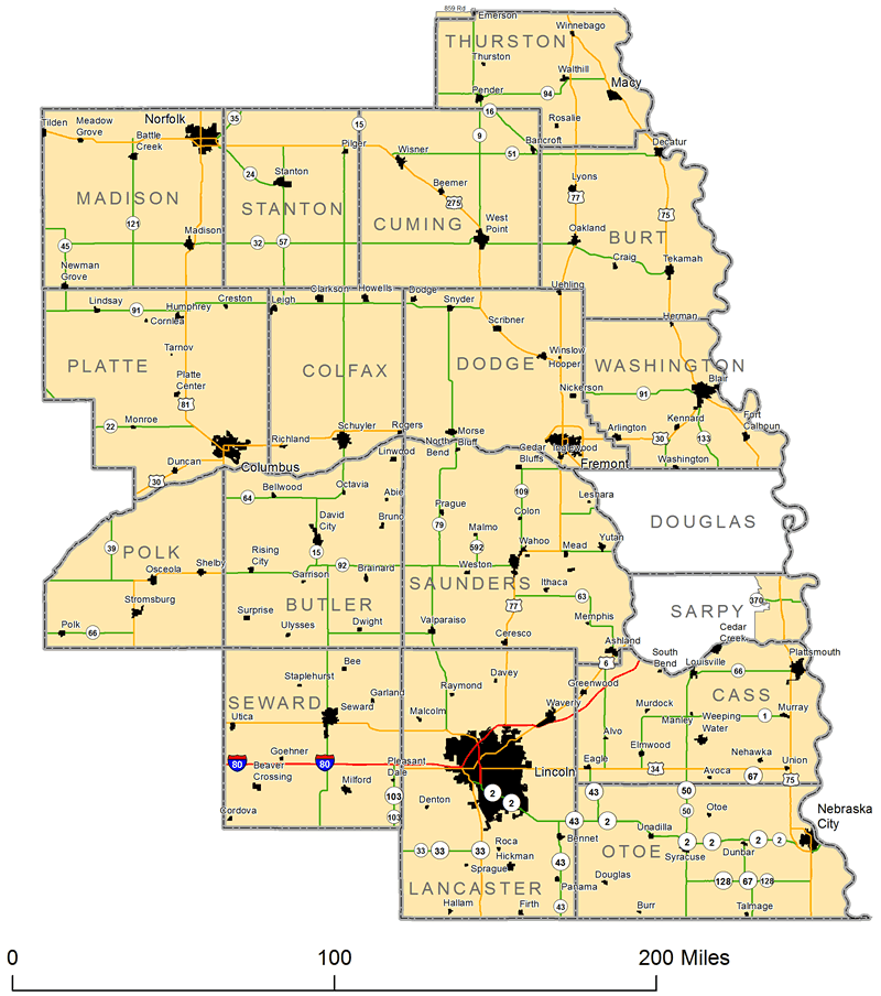 Map of Nebraska's First Congressional District